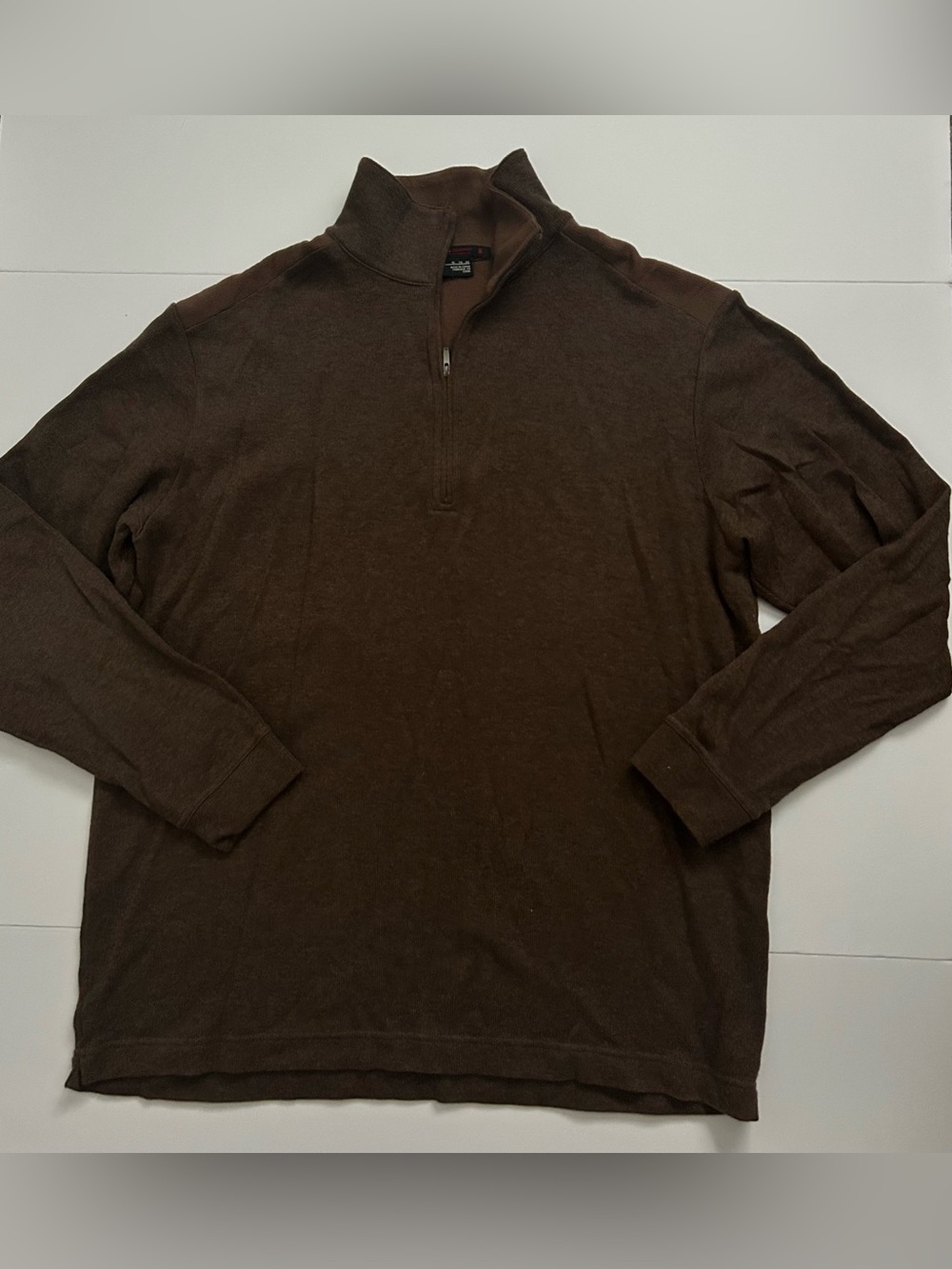 Tiger Woods Collection Brown Knit 1/4 Zip Mock Neck Pullover Sweater XL